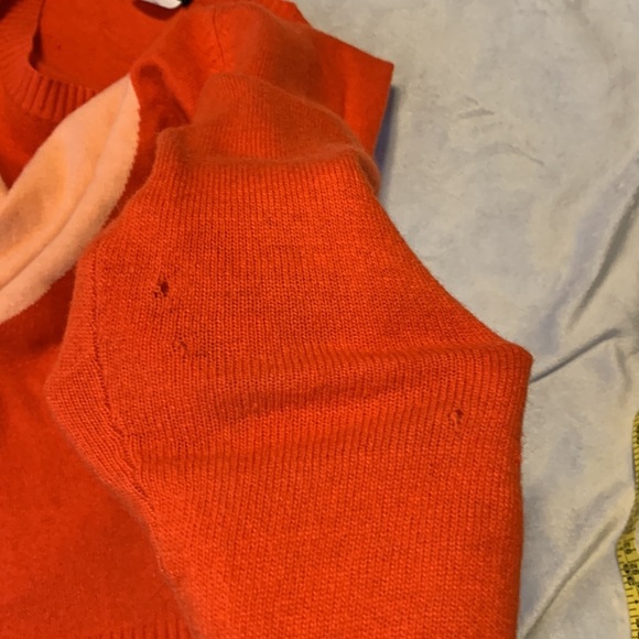 J Crew size small red orange cashmere wool blend pink heart sweater crew neck - Picture 8 of 8